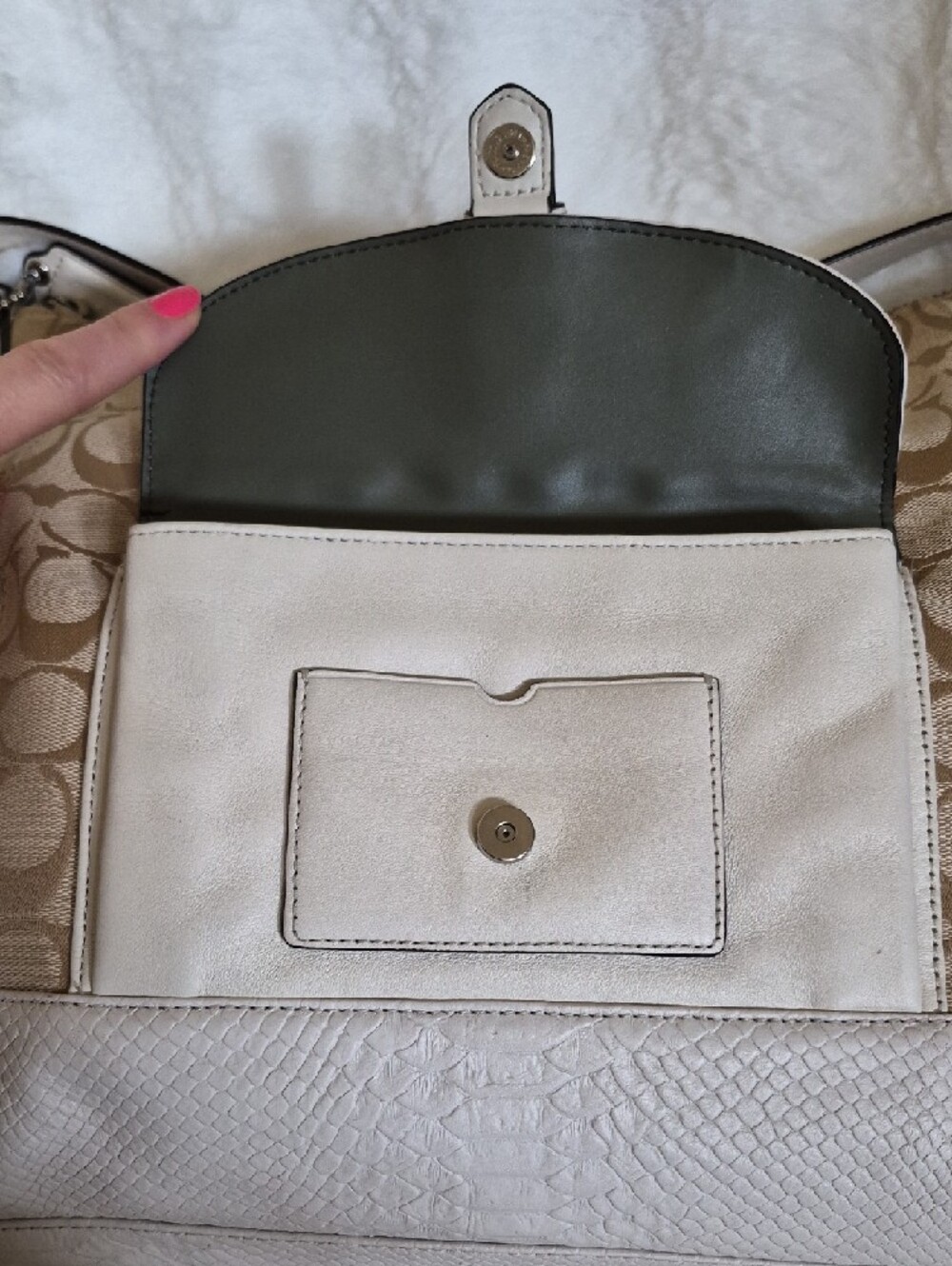 Coach Charlie Signature Canvas Python Embossed Leather Hobo Bag F32081 - Picture 7 of 16